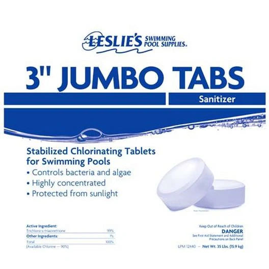 Leslie's Jumbo Chlorine Pool Tabs, 3 in, 20 lb Bucket