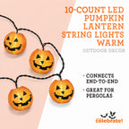 Indoor/Outdoor 10-Count LED Orange Pumpkin Lantern String Lights, Warm White, 6.5', Halloween by Way To Celebrate