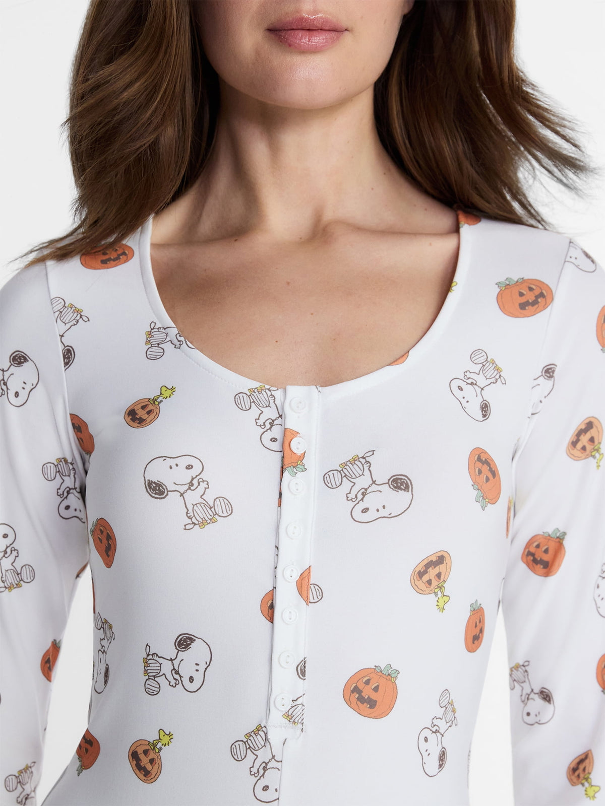 Peanuts Snoopy Women's and Women's Plus Pumpkin One Piece Sleep Romper