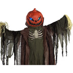 Haunted Hill Farm Life-Size Poseable 6.7-Ft. Pumpkin Scarecrow with Lights and Sound, Indoor or Covered Outdoor Halloween Decoration