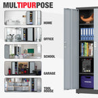 WORKPRO Metal Storage Cabinet With Locking Doors, Adjustable Shelves, Black, 71 Inches Tall - 31-1/2 x 15-3/4 Inch