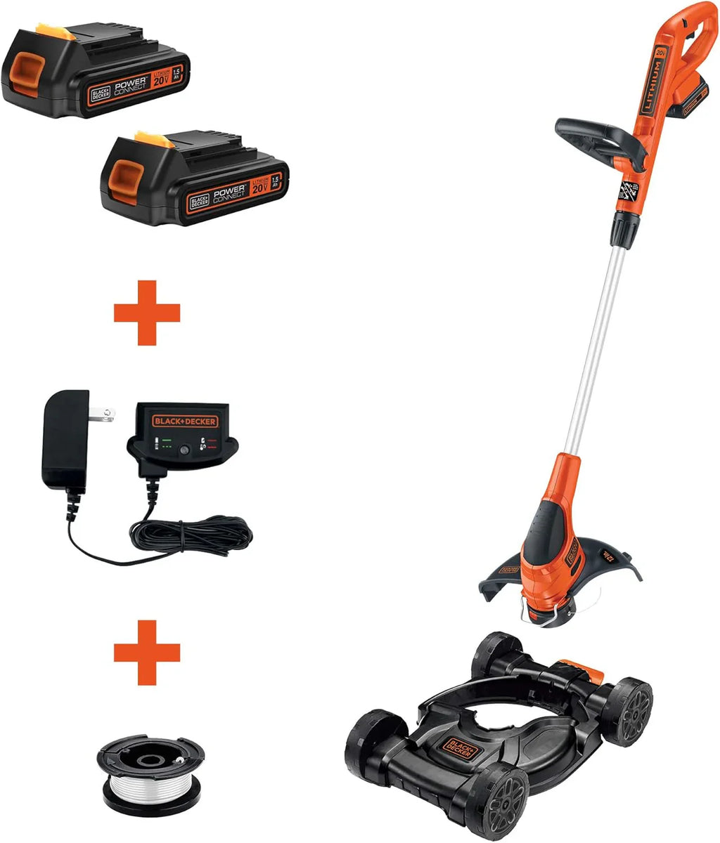 BLACK+DECKER Cordless 3-in-1 String Trimmer, Lawn Mower And Edger, 12-Inch, 20V - MTC220