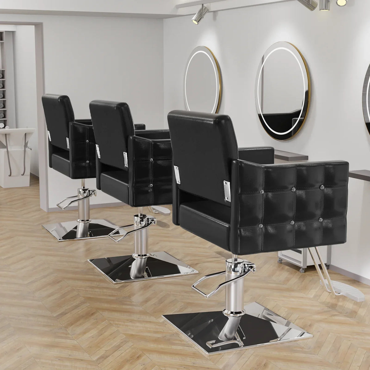OmySalon Hydraulic Barber Chair, Black - 19.3 Inch Wide, 330Lbs Capacity