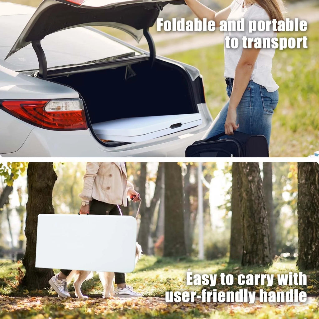8 Foot Bi-Fold Outdoor Folding Table, White
