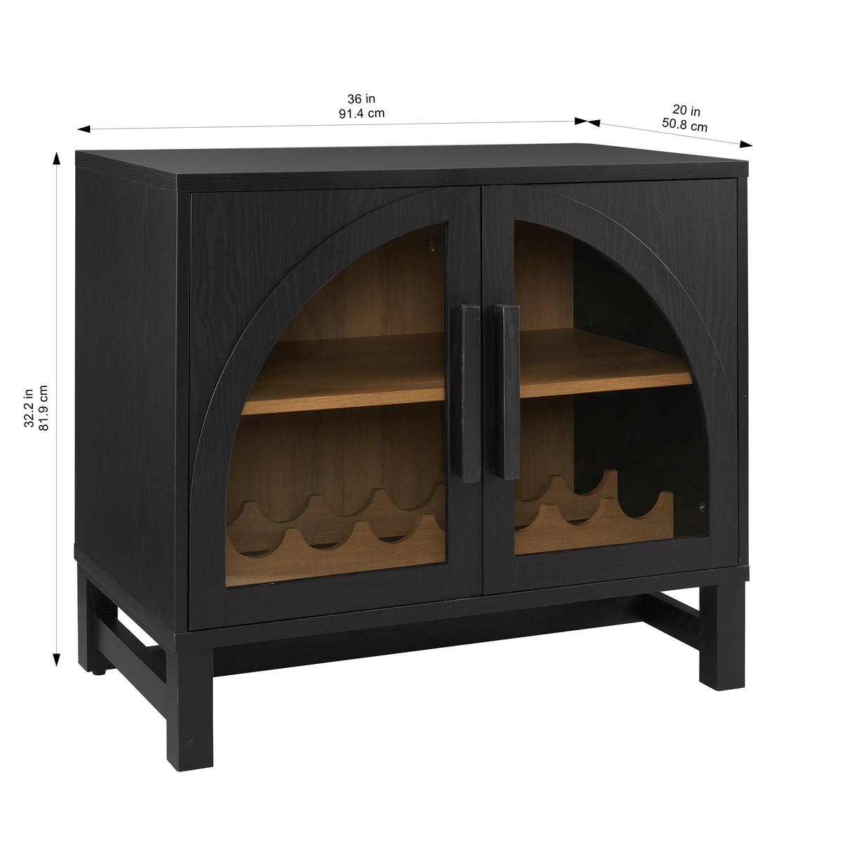 Better Homes & Gardens Juliet Arch Door Kitchen Cabinet, Rich Black, 36 W x 20 D x 32 H - BHS336249972035 / BHS536249972003