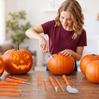 Topsome Halloween Pumpkin Carving Kit, 12 Pcs Professional Heavy Duty Pumpkin Carving Set, Stainless Steel Double-side Sculpting Tool for Halloween Decoration Jack-O-Lanterns