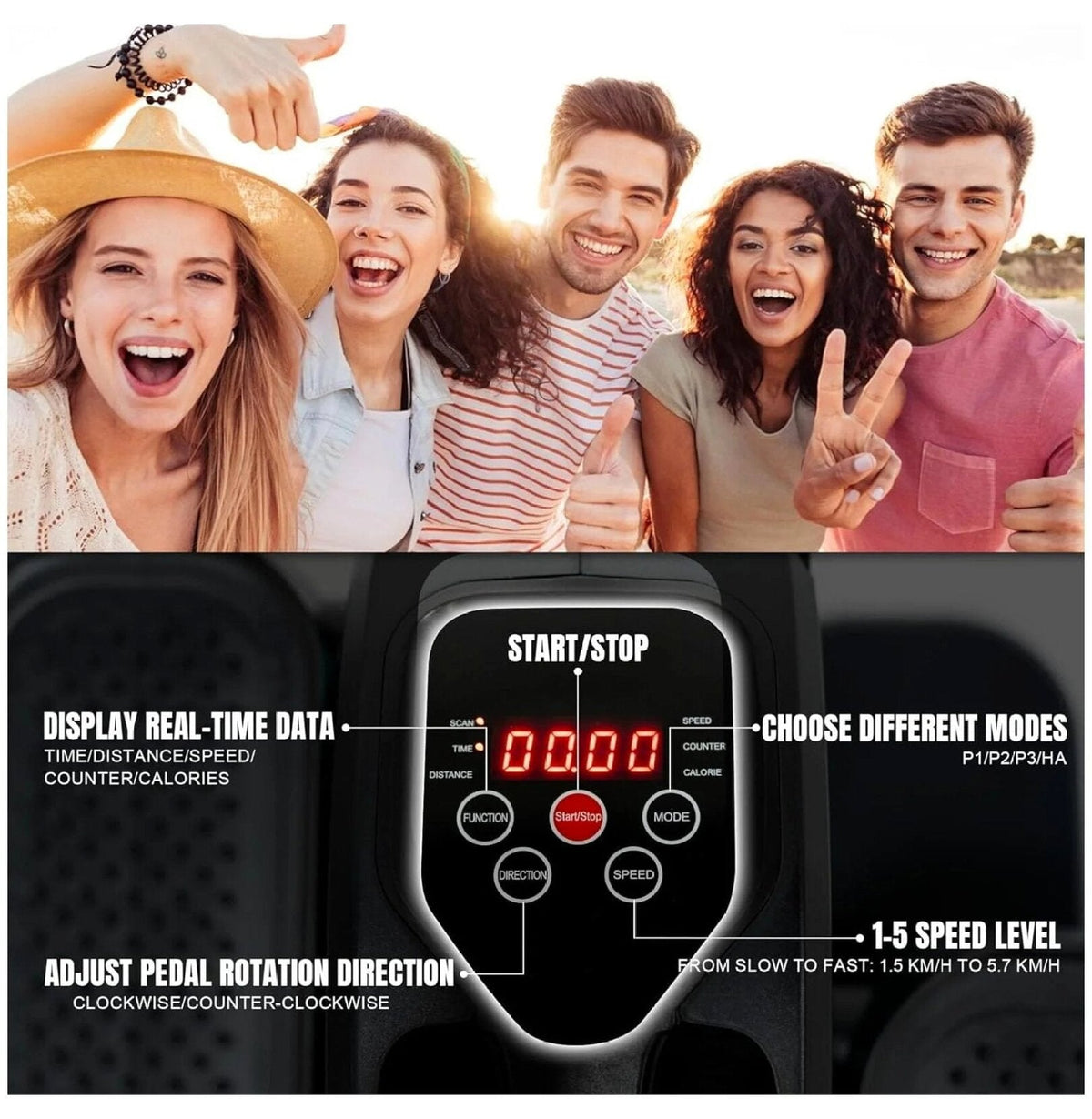 Electric Under Desk Elliptical Foot Pedal Exerciser With Control