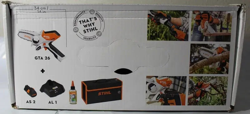 STIHL Cordless Chainsaw With 4 in Bar, Battery, Charger And Carrying Case - GTA 26