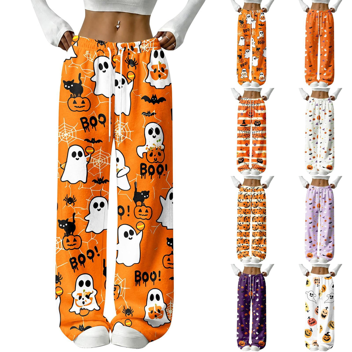 Women's Halloween Flannel Pajama Pants Comfy Drawstring Halloween Pajamas Cozy Warm Halloween Lounge Pants Bottoms S-2XL