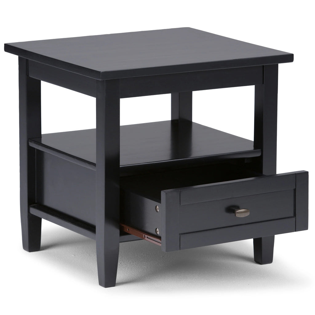 Solid Wood Rectangle End Table With Drawer And Shelf, 18.1in D x 20in W x 19.5in H - Norfolk
