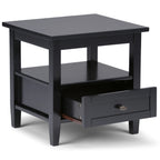 Solid Wood Rectangle End Table With Drawer And Shelf, 18.1in D x 20in W x 19.5in H - Norfolk