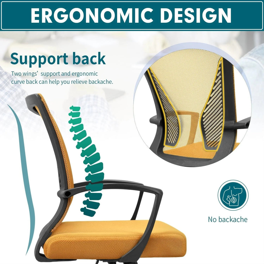 Ergonomic Mesh Mid-Back Office Chair With Adjustable Lumbar Support, 300 lbs Capacity