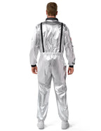 Joyfy Adult Men Astronaut Costume Halloween Spaceman Costume Silver Space Suit Spaceman Jumpsuit Pilot Outfit for Halloween Party Cosplay