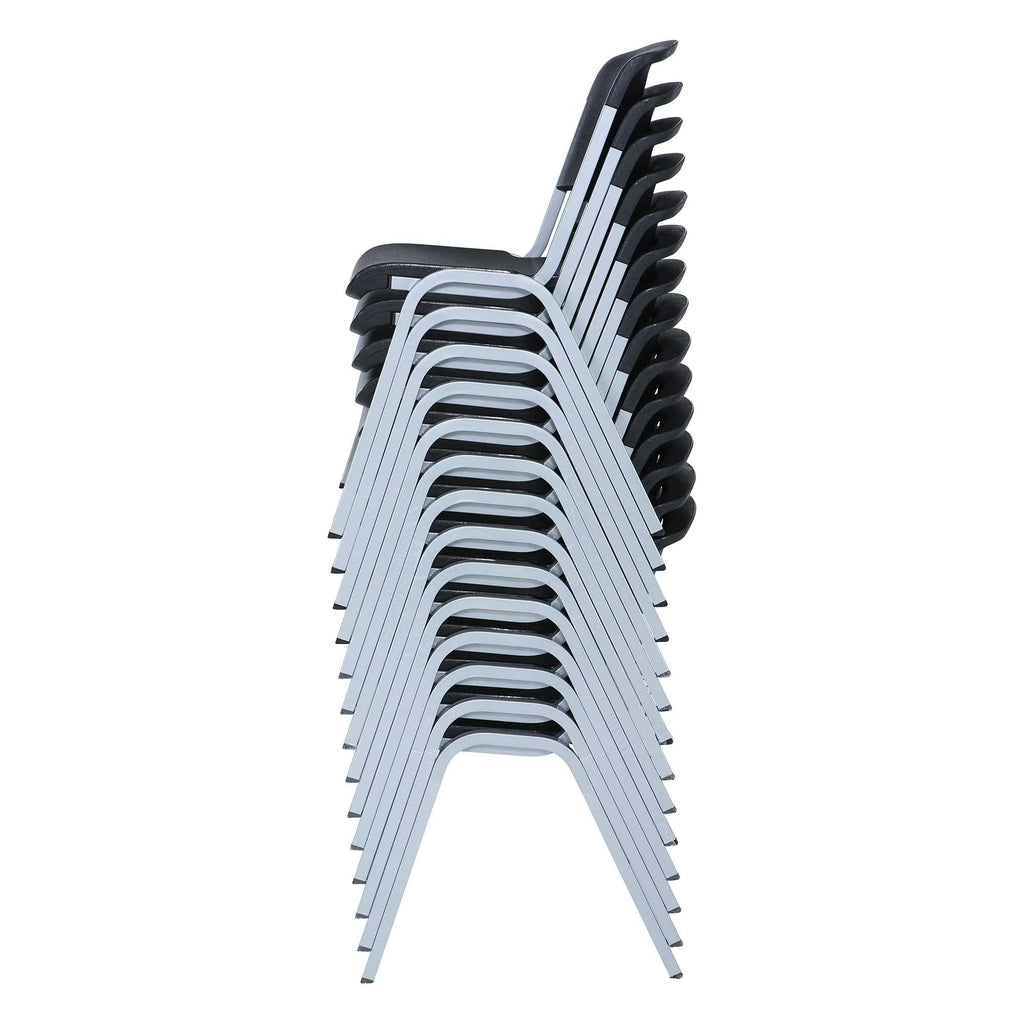 Lifetime Steel-Framed Indoor/Outdoor Commercial Grade Stacking Chairs, Black & Silver, Set Of 14 - 80569