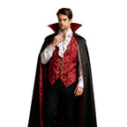 JOANKDMI Mens Gothic Vampire Costume Set with Stand Collar Cape Vest and Ruffle Shirt Classic Aristocrat Dracula Outfit for Halloween Role Play Role Play Theme Party