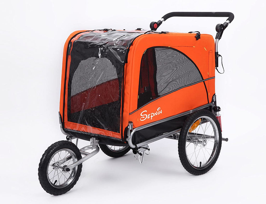 3 In 1 Large Bicycle Pet Trailer, Jogger And Dog Cage With Suspension - 10308