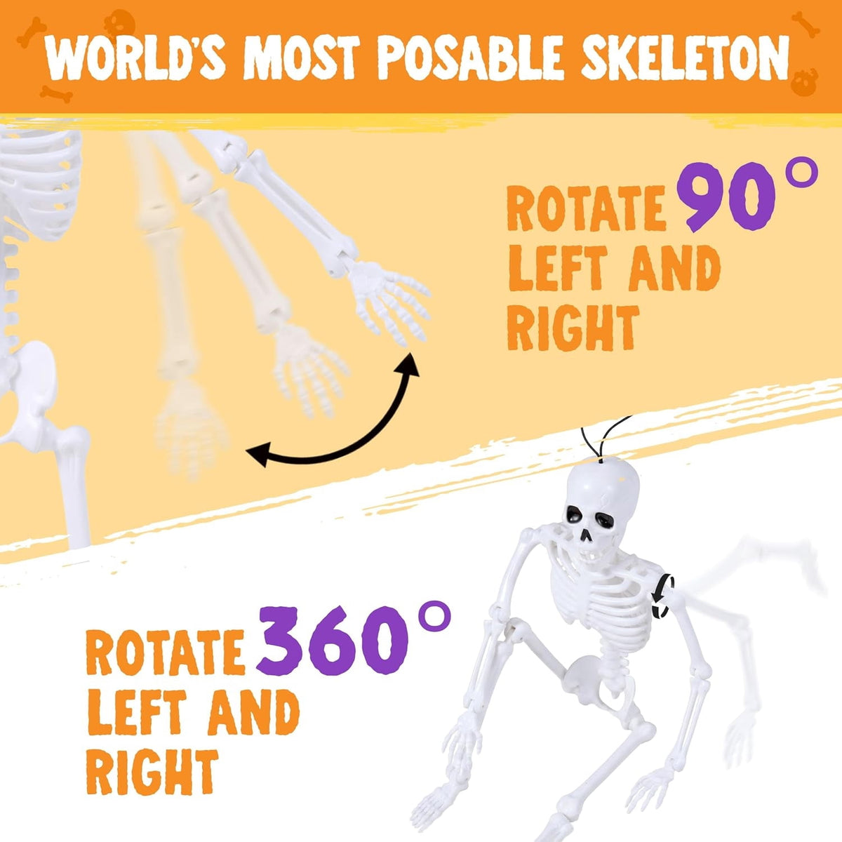 Joyfy 16" Glow in the Dark Skeleton, 5PCS Set