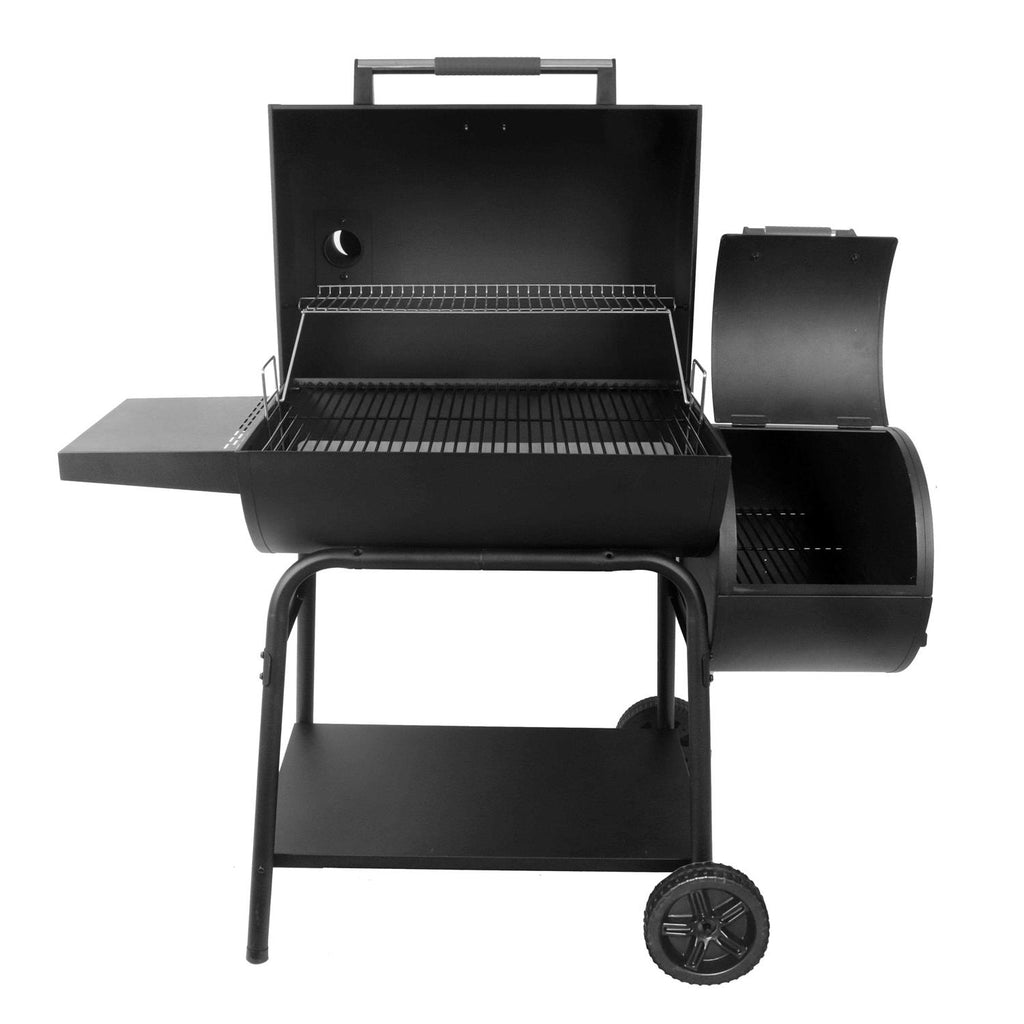 Expert Grill 28in Offset Charcoal Smoker Grill With Side Firebox - Black