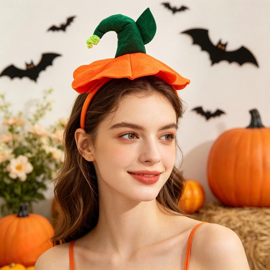 Halloween Pumpkin Headband, Halloween Costume Pumpkin Hat for Women Adult Cosplay Headdress