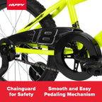 Huffy Kids Bicycle 18in, Neon Yellow, Single-Speed, Training Wheels - Rock It