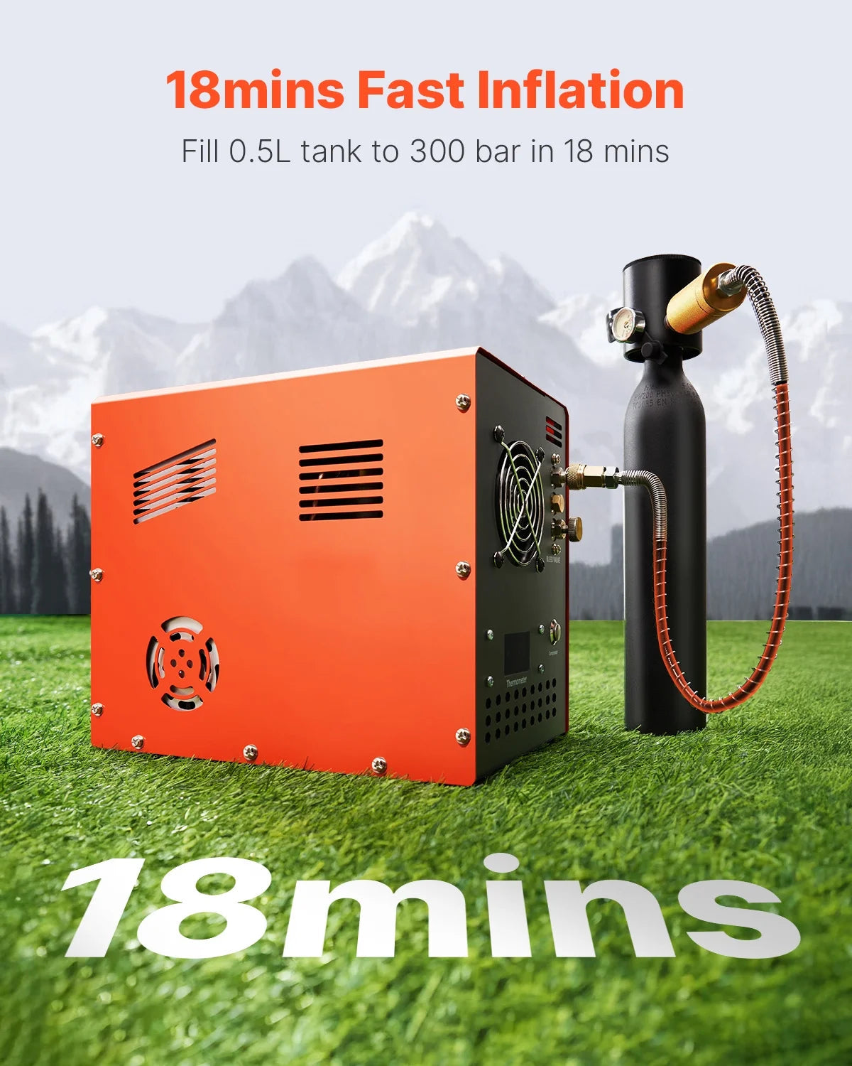 KFFKFF PCP Air Compressor 4500PSI/30Mpa 300W DC12V/AC120V