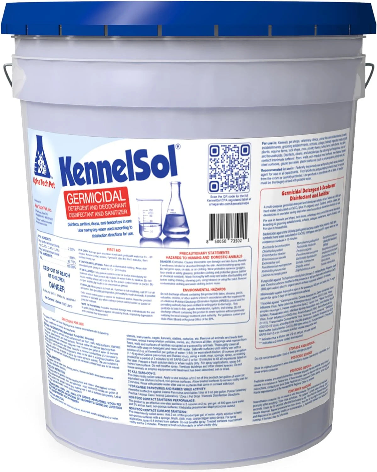 Alpha Tech Pet KennelSol Kennel Cleaner Disinfectant And Deodorizer Liquid Concentrate, 5 Gallons