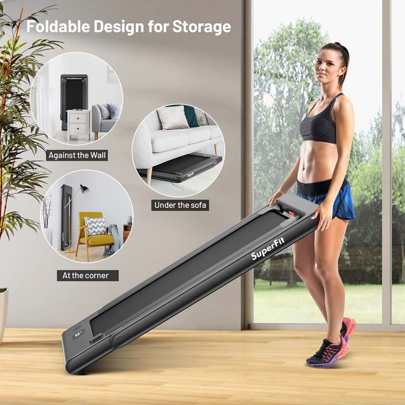 2 In 1 Folding Treadmill, 2.25 HP, 40 in x 16 in Running Area, Dual Display And App Control