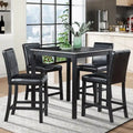Modern 5-Piece Counter Height Dining Set With Square Table And 4 Upholstered Chairs