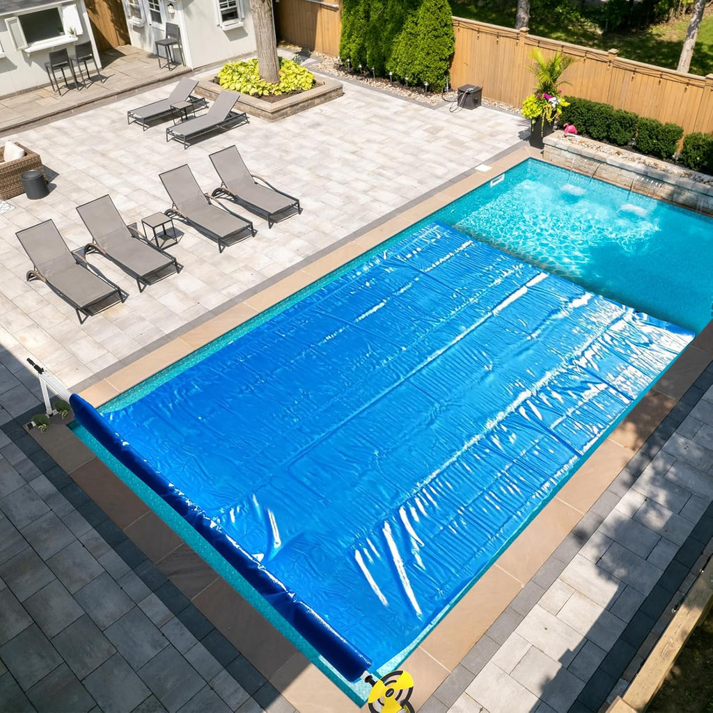 AURSK Solar Pool Cover 12MIL 16x32 Foot Rectangle For In-Ground Pools - 1200 Series