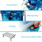 2-Pack 5-Position Outdoor Folding Backpack Beach Chairs With Side Table Set