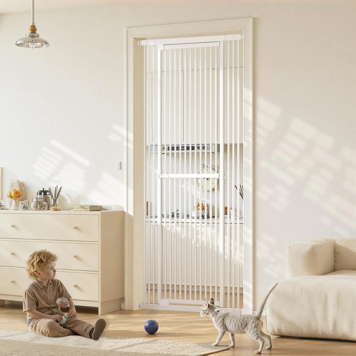 Extra Tall Cat Gate, 27.56-37 in Wide, 51-87 in Adjustable Height