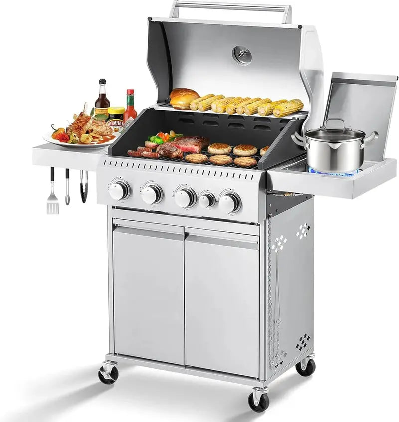 MELLCOM 4-Burner Propane Gas Grill, 44,000 BTU, Black - BBQ-4+1