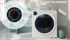 ZNESKPG Portable Compact Front Load Clothes Dryer 1.95 Cu. Ft., 830W, 5 Drying Modes, Stainless Steel Drum