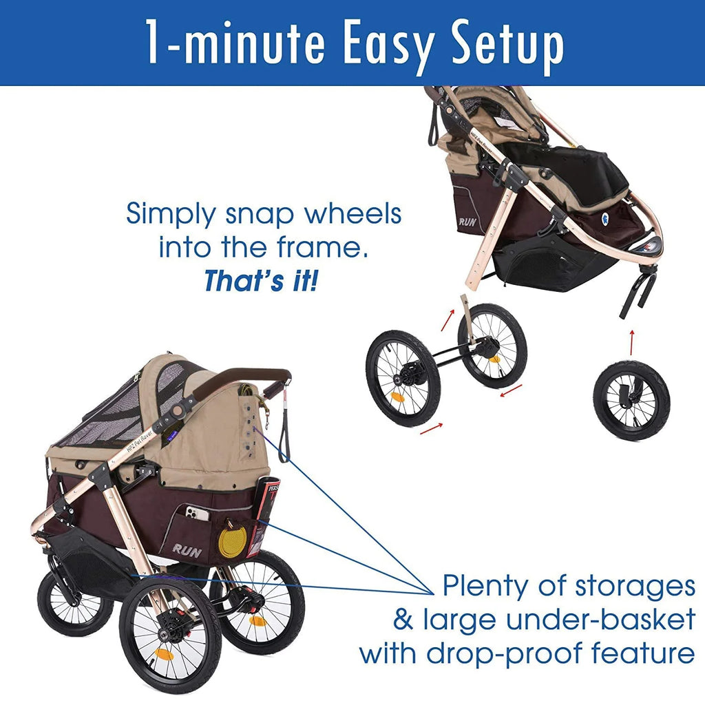 HPZ-PR America Pet Rover Run Jogging Pet Stroller, 50 lbs, Camo Green - B08R9KCWW1