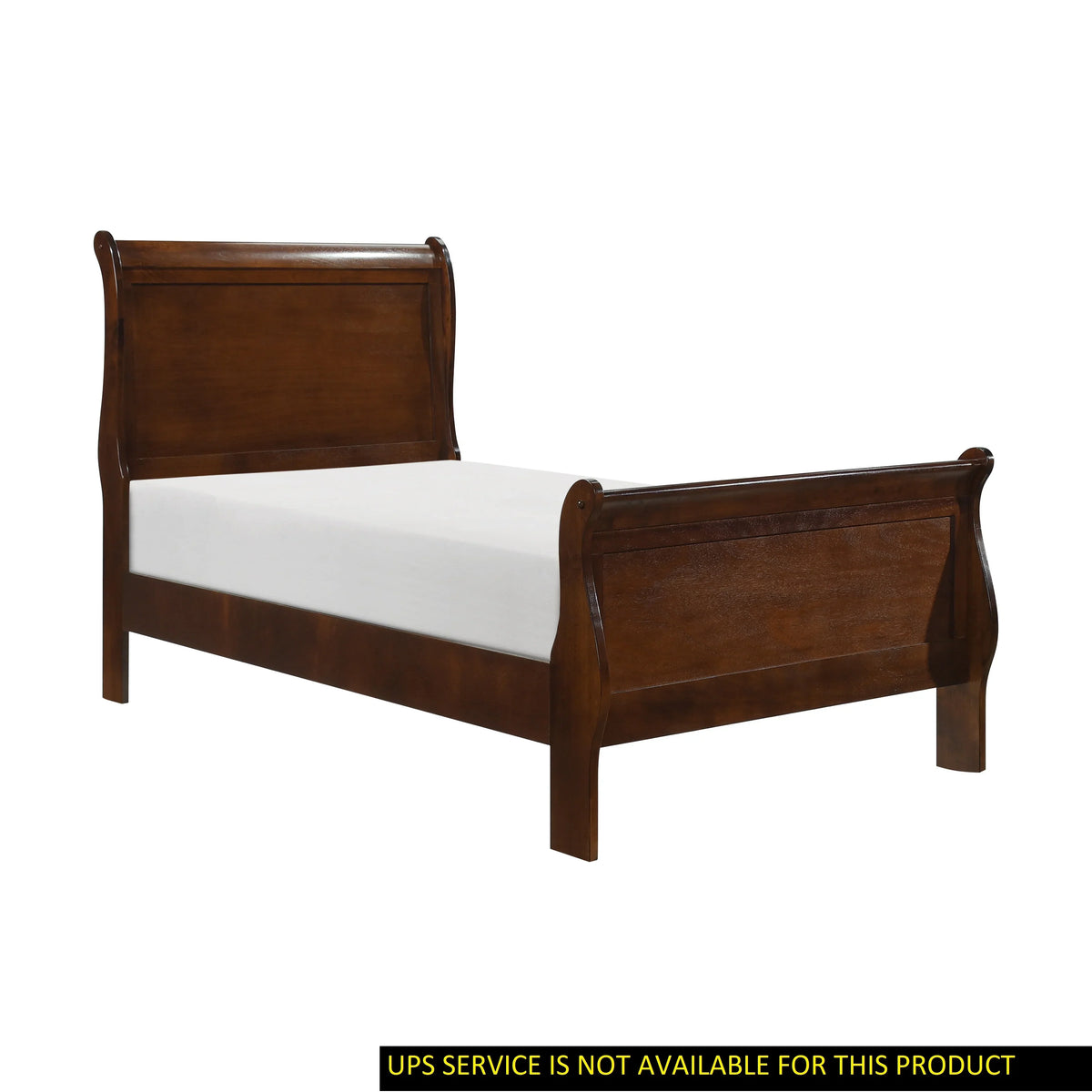 Homiyad Twin Size Sleigh Bed Brown Cherry Finish - Louis Philipe