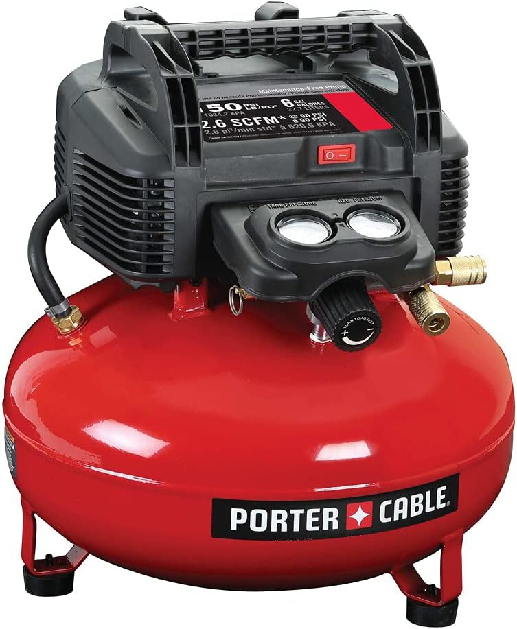 6 Gallon Oil-Free Pancake Air Compressor, 150 PSI, 2.6 SCFM at 90 PSI