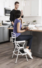 COSCO Stylaire Retro Chair And Step Stool With Flip-Up Seat - White, One Pack