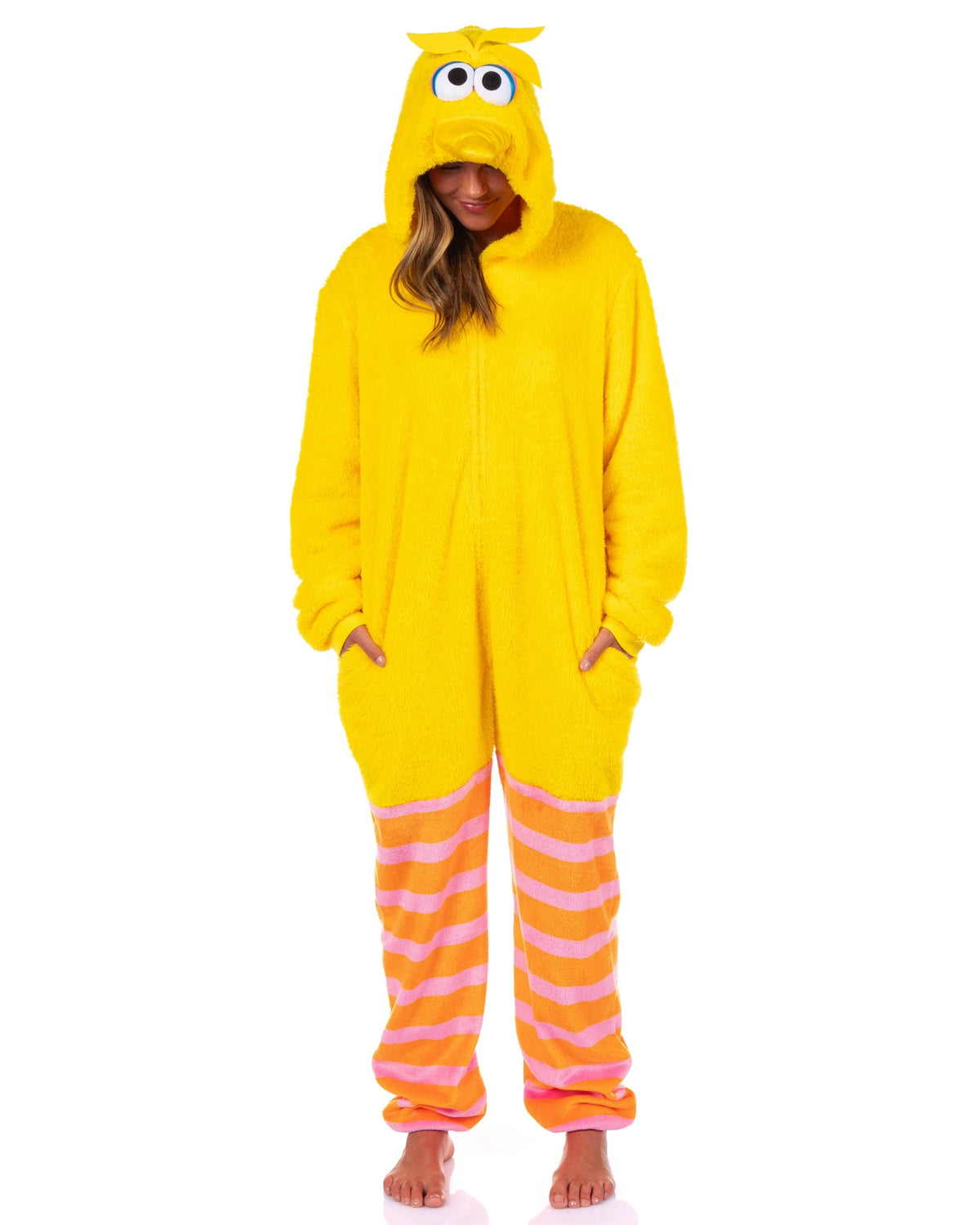Sesame Street Union Suit Adult Kigurumi Costume Pajama Fleece Hooded One Piece
