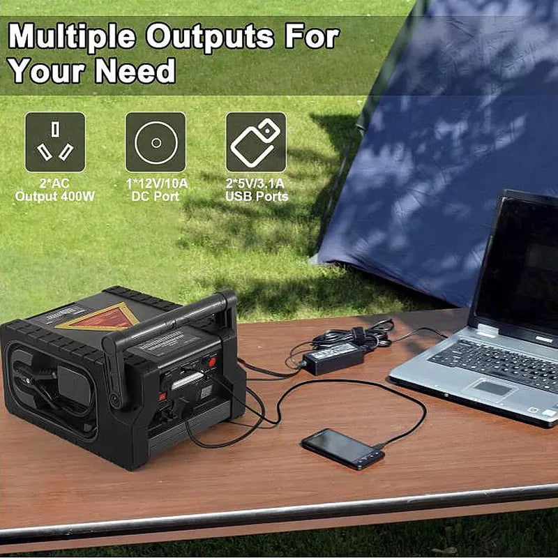 ZunDian Solar Portable Power Station 2000 Amps Jump Starter With 260 PSI Air Compressor And 400W Inverter - HH-529