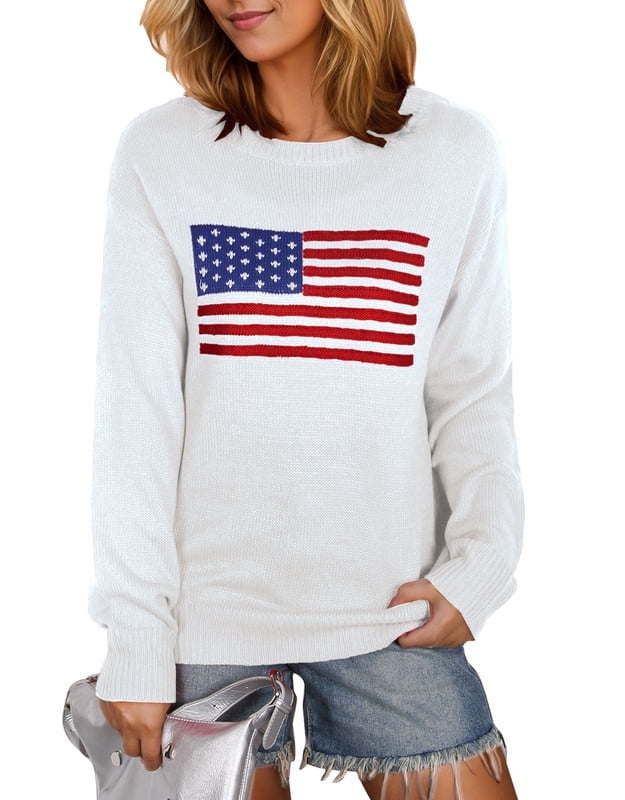 Crewneck Sweaters for Women Trendy Star Sweater Casual Pullover Sweaters Fall Lightweight Womens Sweaters Shermie