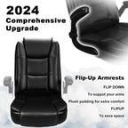 Big And Tall Ergonomic Office Chair, High Back Leather Executive Computer Chair With Padded Flip-Up Arms - 20.87in D x 27.3in W x 47.24in H