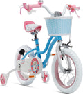 Royalbaby Girls' Kids Bicycle With Basket And Training Wheels, Blue, 16 In
