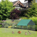 PawHut Small Animal Playpen Yard Fence With Roof, Green - 87in