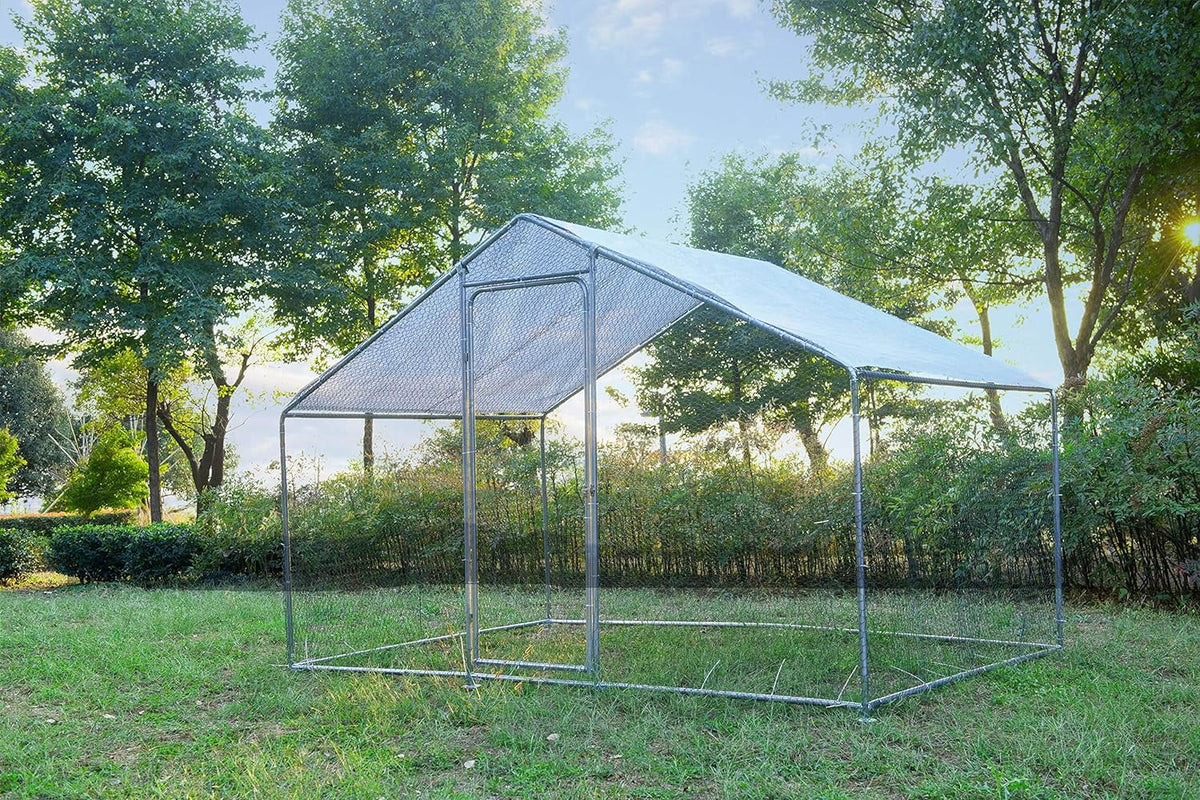 Phonjoroo Metal Chicken Coop With Run Cover, 10 ft L x 6.6 ft W x 6.6 ft H (79.2 in H x 79.2 in W x 120 in D)