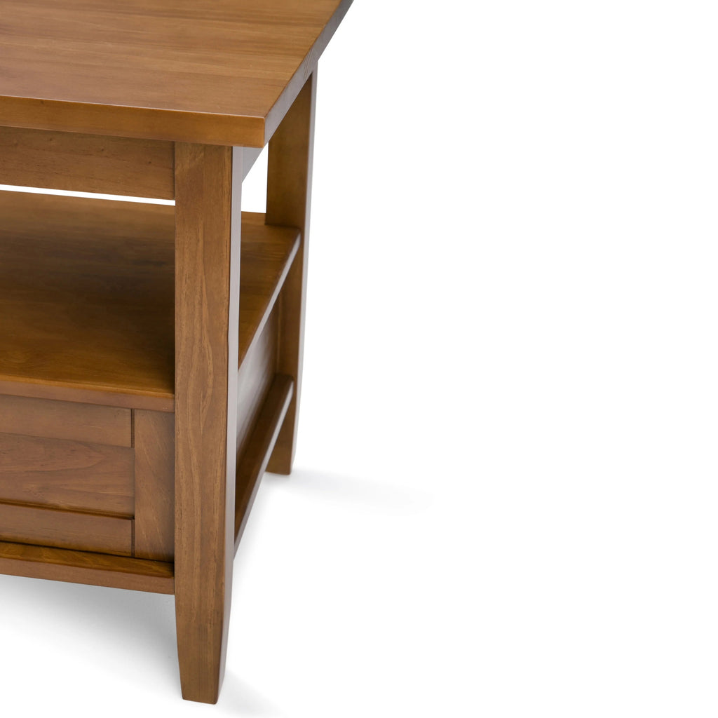 Solid Wood Rectangle End Table With Drawer And Shelf, 18.1in D x 20in W x 19.5in H - Norfolk