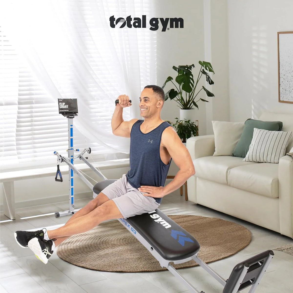 Total Gym Full Body Workout System, 8 Resistance Levels, Black - APEX