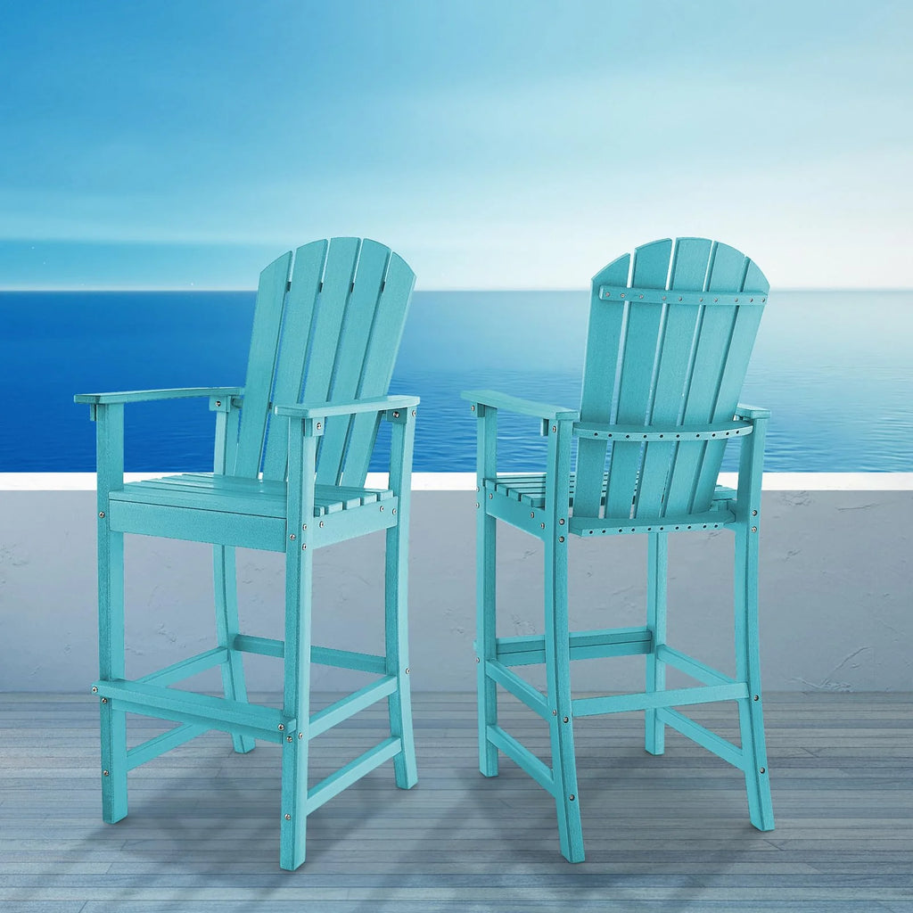 Outdoor HDPE Tall Adirondack Counter Height Bar Stool With Armrests And Footrest - 30Quot