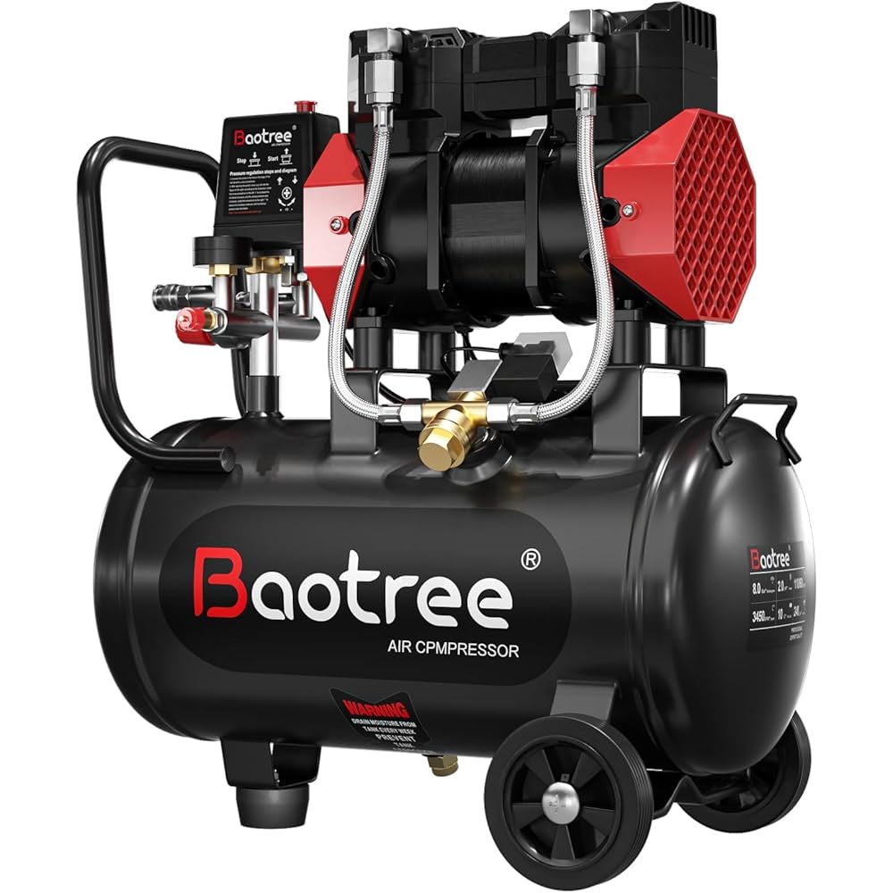 Portable Ultra-Quiet Oil-Free Air Compressor 10-Gallon 2HP