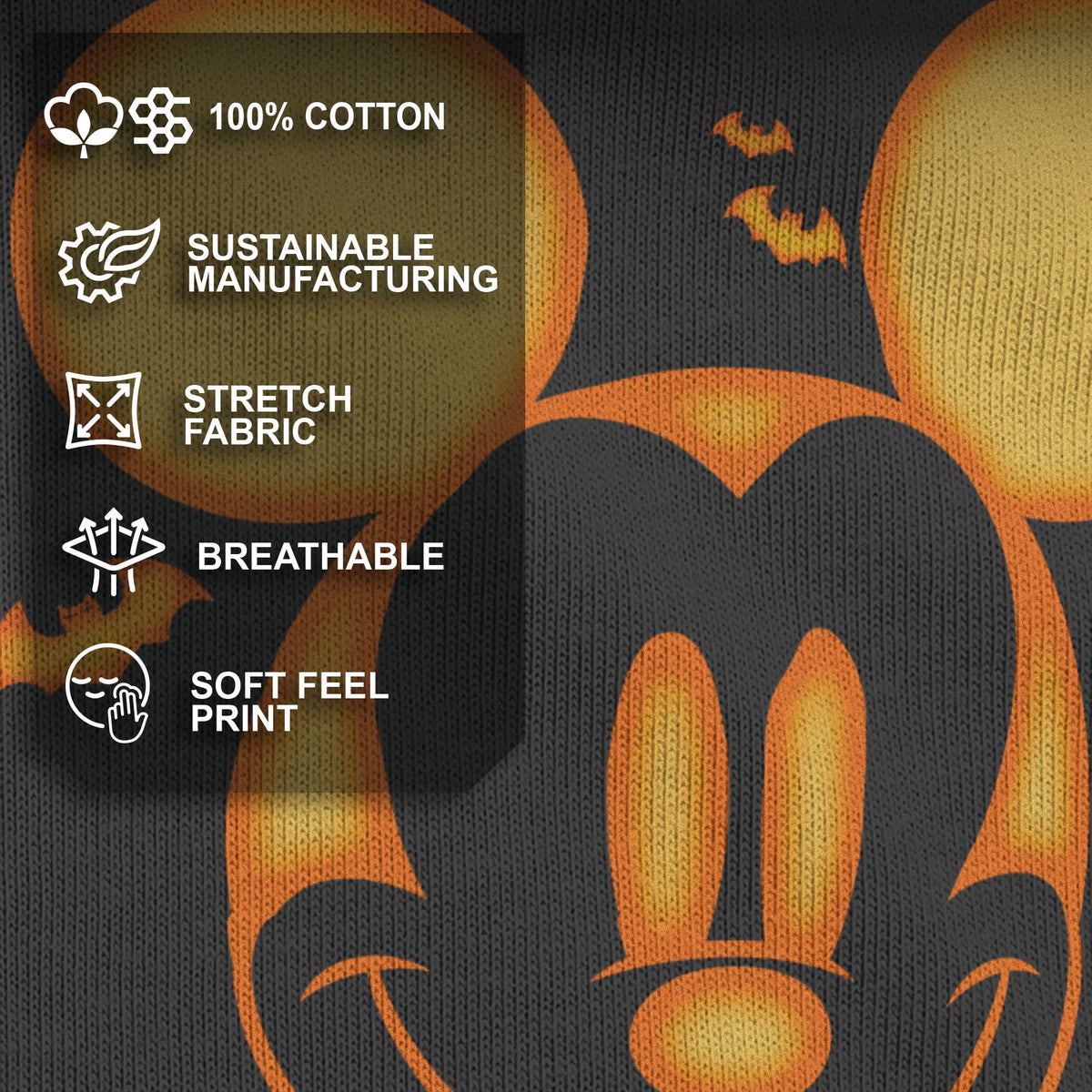 Women's Mickey & Friends Halloween Pumpkin Face Graphic Tee Black 2X Large