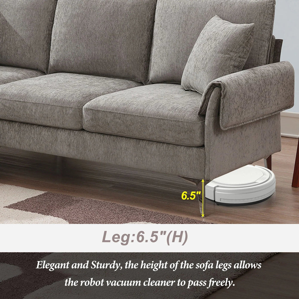 Churanty Convertible L-Shaped Sectional Sofa With Reversible Chaise Lounge, 84 Inch
